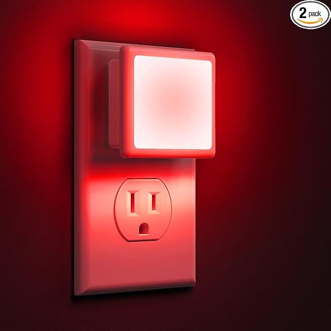 L LOHAS LED Red Night Lights Plug into Wall 2-Pack, 0.3W Plug in Night Light by LLOHASLED