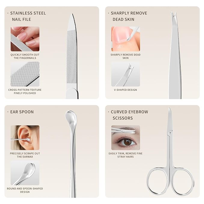 ZIZZON Professional Nail Care kit Manicure Grooming Set - Image 8