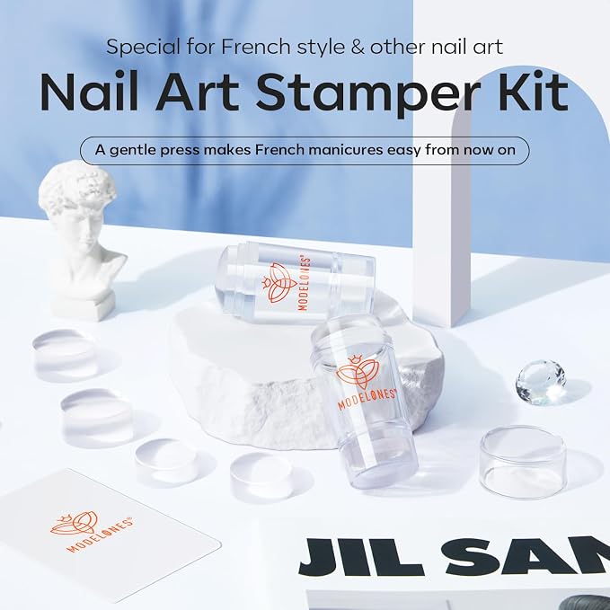 modelones French Tip Tool- 6 Pcs Nail Stamp French Manicure Kit Suitable - Image 5