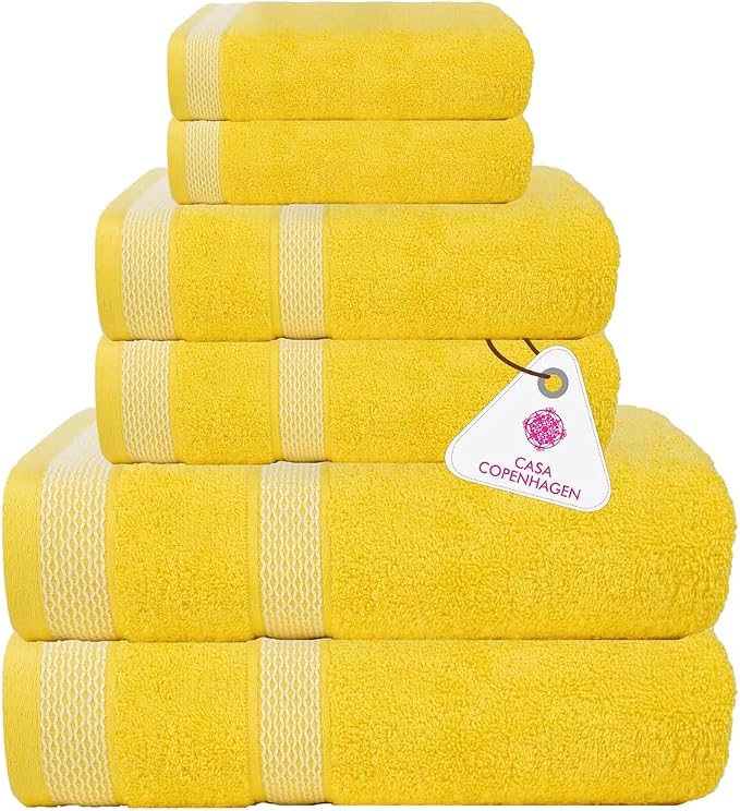 CASA COPENHAGEN Solitaire 6Pcs 100% Egyptian Cotton Large Designer Towels Gift by CASACOPENHAGEN