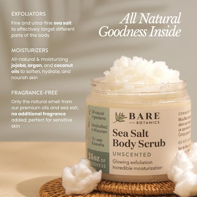Bare Botanics Unscented Body Scrub 24 oz - Image 2