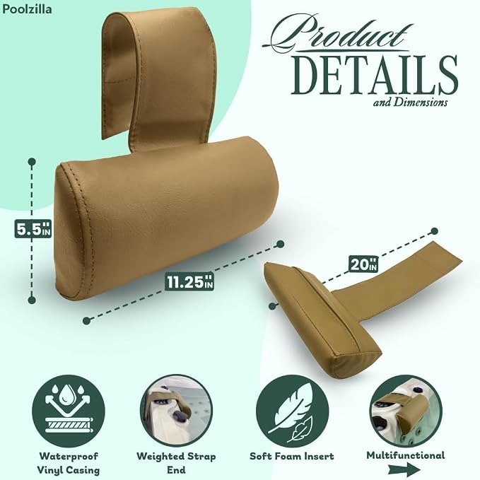 Poolzilla Universal Beige Spa Pillow, Made of Soft Foam - Image 2