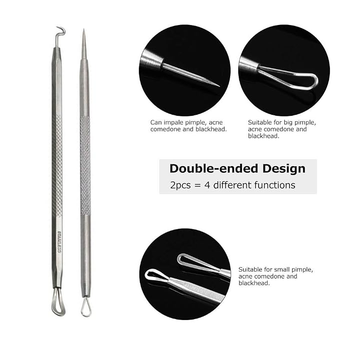 Pinkiou Blackhead Remover Comedone Pimple Popper Tool Acne Extractor Blemish - Image 3