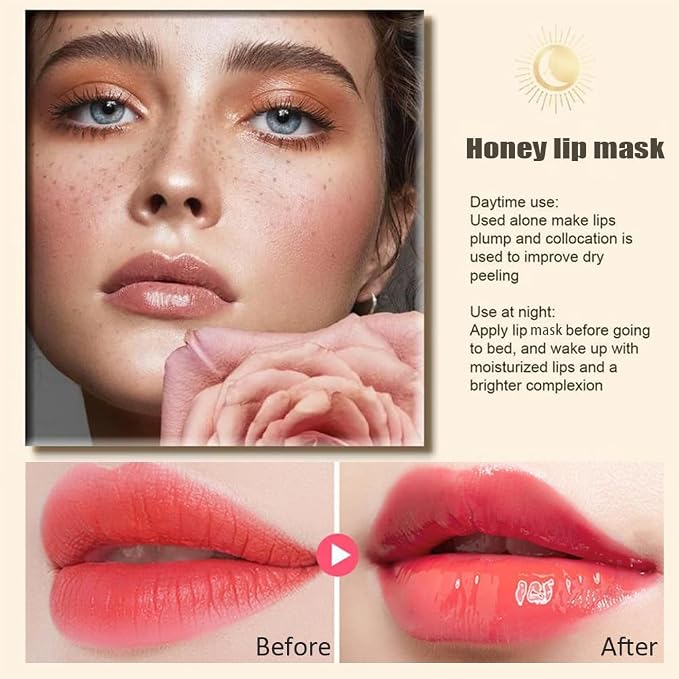 5PCS Bee Lip Balm Honey Pot，Honey&Strawberry&Watermelon&Cherry&Apple Lip Mask - Image 6