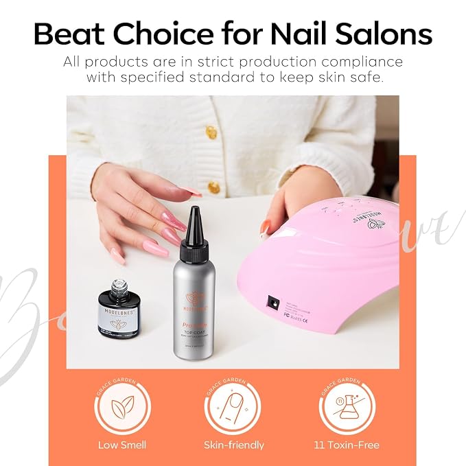 modelones Gel Top Coat, 100ml No Wipe Extra Glossy Gel Nail Polish Long-Lasting - Image 8
