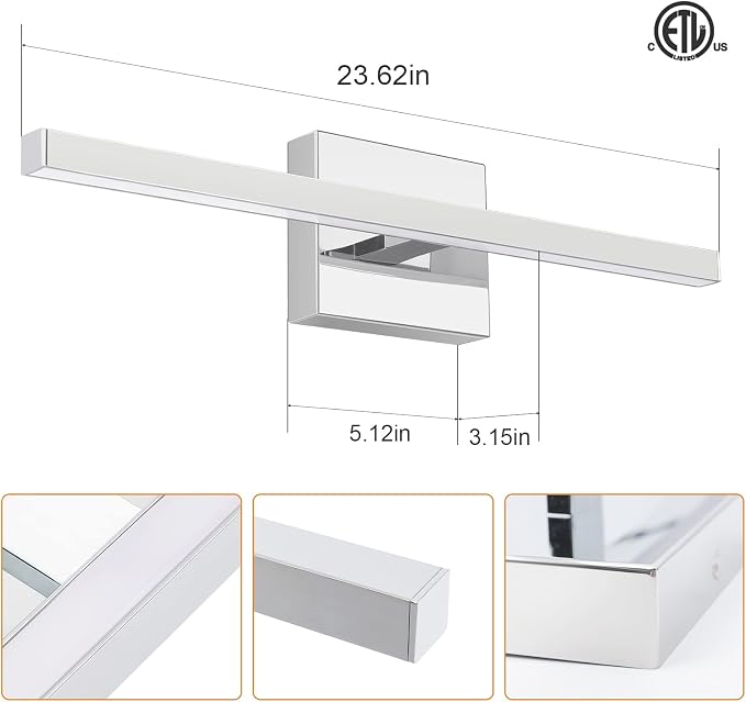 VOLISUN Modern Bathroom Vanity Light 23.6 inch, 14W Dimmable 5CCT Led Bathroom - Image 6