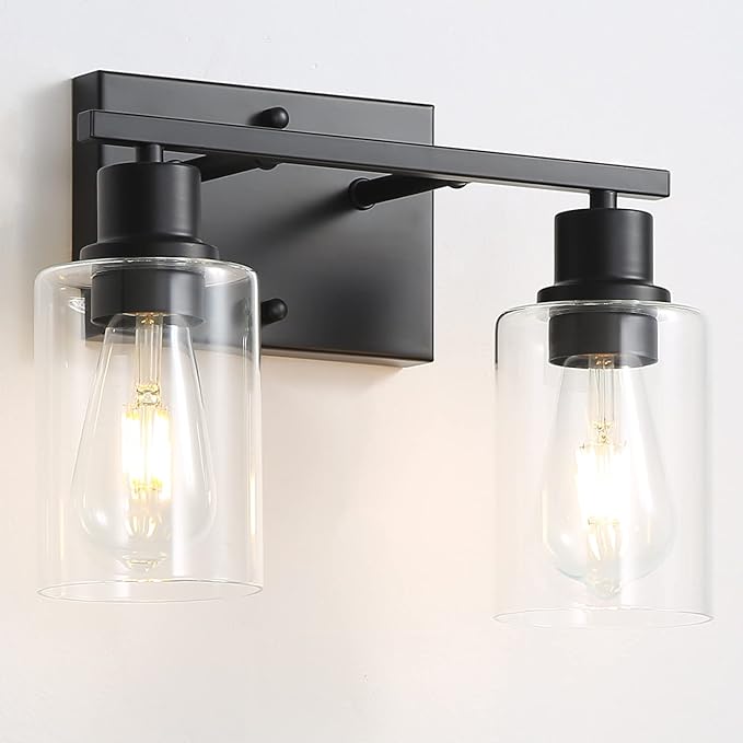 Bathroom Vanity Light Fixtures, 2-Light Matte Black Bathroom Lights, Wall by FILIMITIY