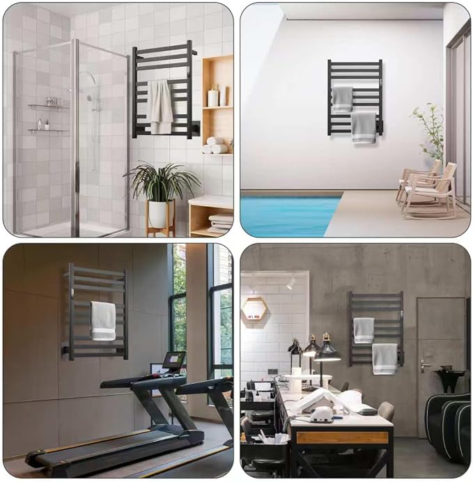 9-Bar Towel Warmer, Wall-Mounted Electric Heated Rack - Image 4