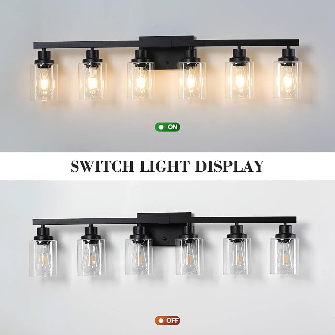 6-Light Black Vanity Lights 38'' Modern Bathroom Vanity Lighting Fixtures Above - Image 6