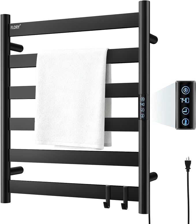 R FLORY Heated Towel Rack for Bathroom, 6 Bar Wall Mounted Towel Warmer Racl by FLORY