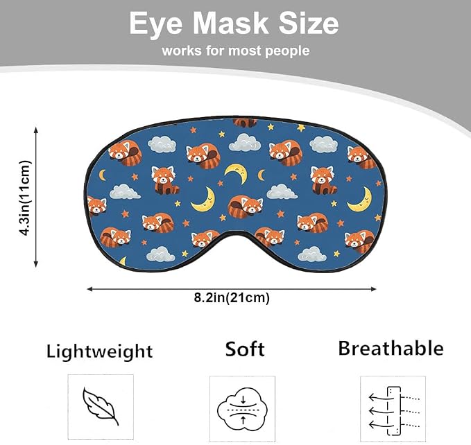 Red Panda Silk Sleep Mask Stars Moon Cloud Night Blue Sleeping Soft Eye Shade - Image 2