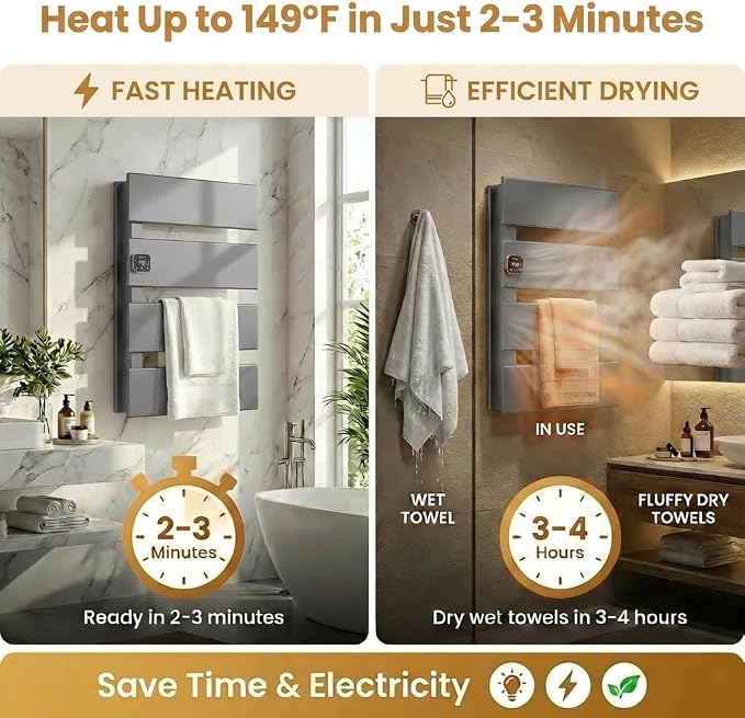 Electric Towel Warmer, Heated Towel Rack - Image 2