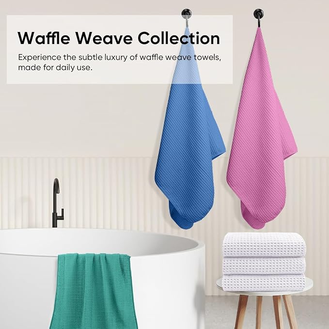 HOMEXCEL Waffle Bath Towels 4 Pack, Premium Microfiber Beach Towels, Ultra Soft - Image 5