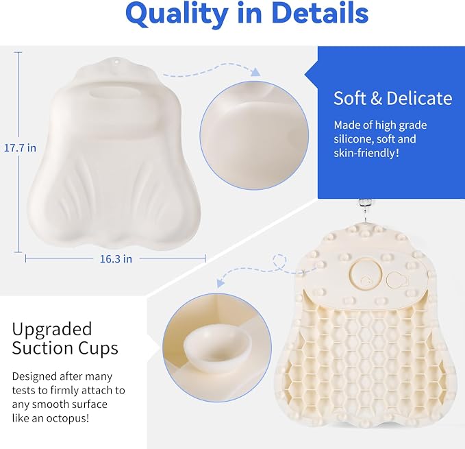 Goowin Bath Pillows for Tub, New Generation Skin-Friendly Silicone Bath Pillow - Image 4