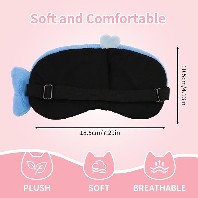 PERFECTSIGHT Sleep Eye Masks, Cute Plush Sleep Eye Cover Lightweight Adjustable - Image 2