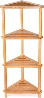 GUGIGP 4-Tier Corner Shower Caddy Stand Bamboo, Standing Corner Shower Shelf by Unknown