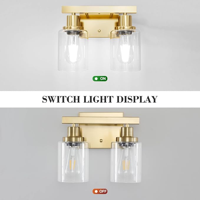 2-Light Brushed Gold Vanity Lights - Image 5