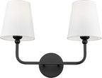2-Light Bathroom Vanity Light Fixtures in Matte Black Finish, Modern Bedside by Metwet