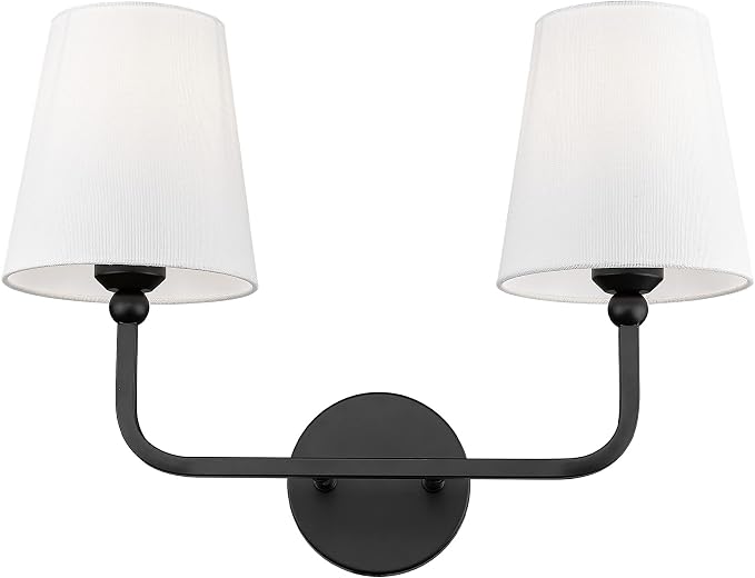 2-Light Bathroom Vanity Light Fixtures in Matte Black Finish, Modern Bedside by Metwet