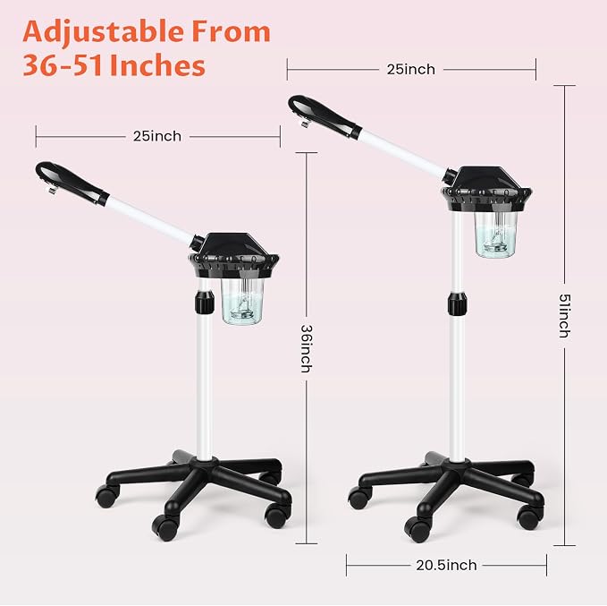 Professional Facial Steamer, Stand on Wheels Face Steamer, SPA Ozone Nano - Image 6