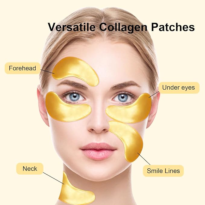 Permotary 30 Pairs Gel Crystal Collagen Under Eye Patches, 24K Gold Eye Mask - Image 6