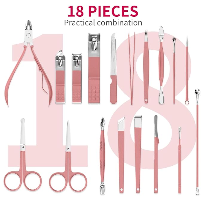 ZIZZON Manicure Set 18 in 1 Professional Pedicure Set Nail scissors Grooming Kit - Image 2