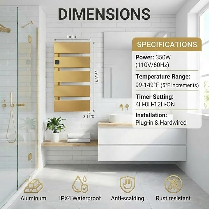 Electric Towel Warmer, Heated Towel Rack - Image 5