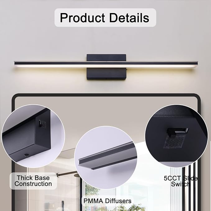 LED Modern Bathroom Vanity Light Dimmable 5CCT Bathroom Light Fixture Over - Image 6