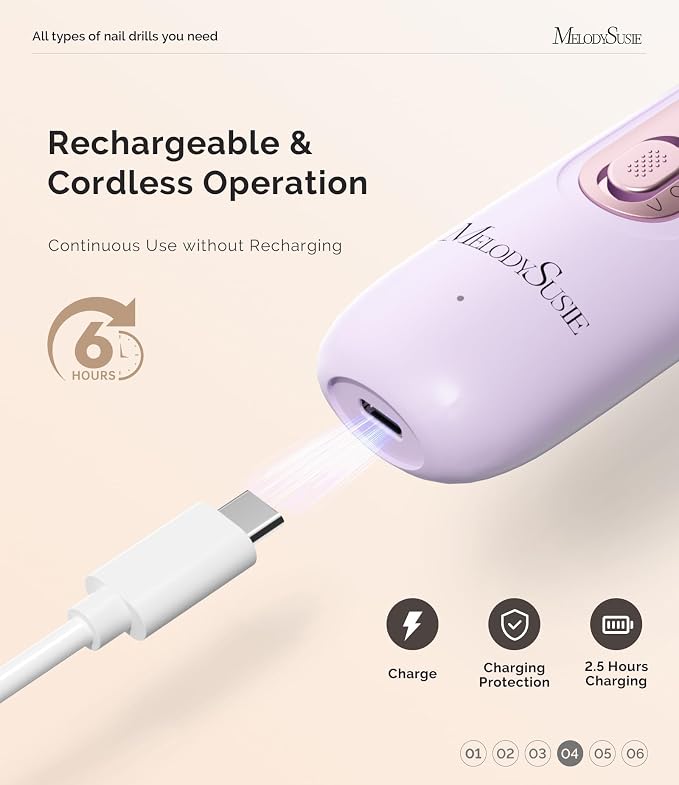 MelodySusie Cordless Pedicure & Manicure Nail Drill Kit, PC760G - Image 5