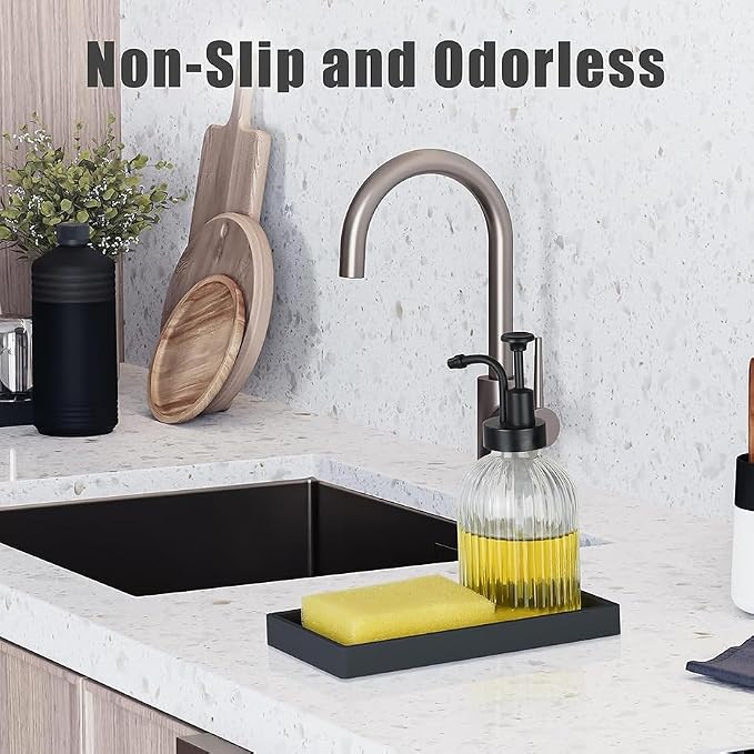 2PCS Silicone Soap Dispenser Tray, Kitchen soap Caddy countertop, Lotion Bottles - Image 5