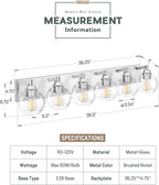 Bathroom Light Fixtures, 6 Light Brushed Nickel Vanity Light, 38 Inch Modern - Image 2