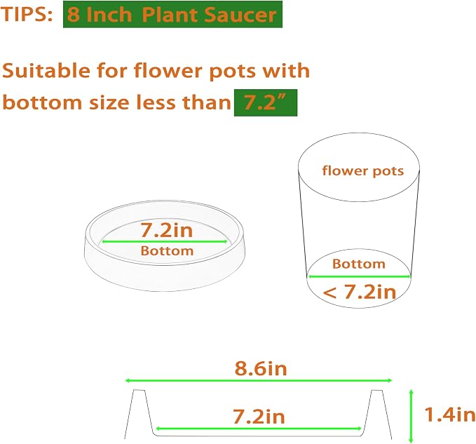 Plant Saucer Tray for Ceramic Plastic Pots, 8 inch Plant Saucers for Indoors - Image 2