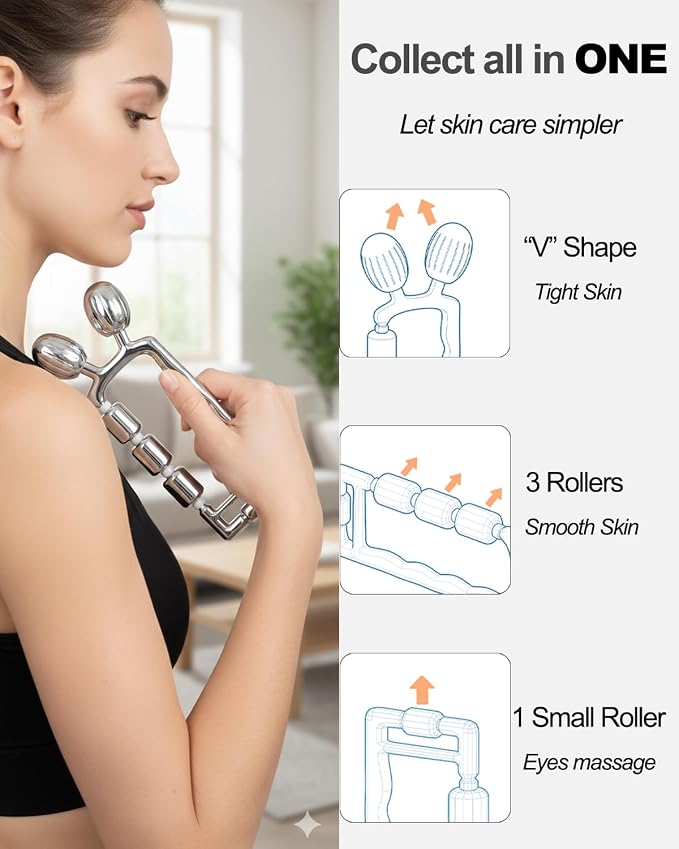 Yeamon 3-in-1 Face Roller for Skin Care, Facial Massager - Image 2