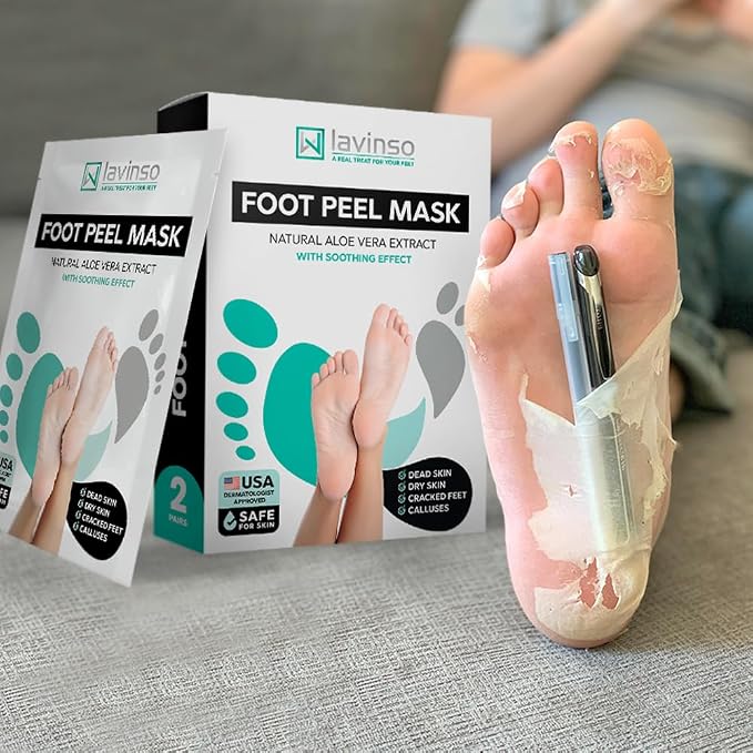 Lavinso Foot Peel Mask for Dry Cracked Feet – 2 Pack Peeling Mask Removes Dead - Image 6