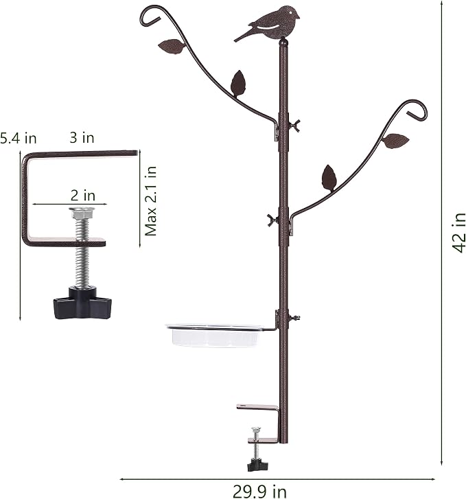 YINGYM Deck Bird Feeder Pole Porch Multi-Hooks Hanging Kit - Image 2