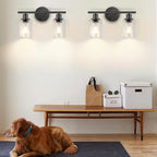 FOLKSMATE Bathroom Light Fixtures, 2 Light Matte Black Vanity Light, Vintage - Image 8