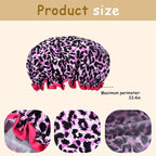 Womens Pink Leopard Print Shower Caps - Image 2