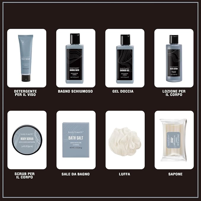 Gift Baskets for Men Bath Set Body & Earth Leathers Mens Body Wash Set - Image 3