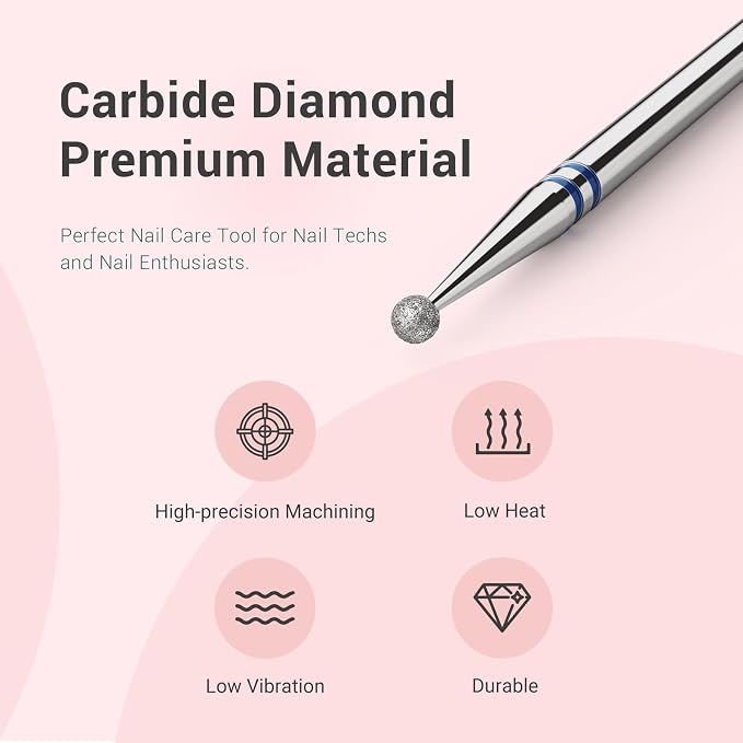 MelodySusie 1.8mm Ball Shape Cuticle Clean Nail Drill Bit 3/32'', Professional - Image 6