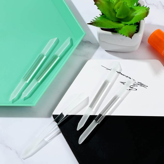 3 Pieces Glass Cuticle Pusher Cuticle Remover Glass Nail File Dual Ended - Image 8
