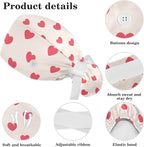 Scrub Caps Women Ponytail Cute Pink and White Leaves Caps Bouffant Working Hat - Image 4