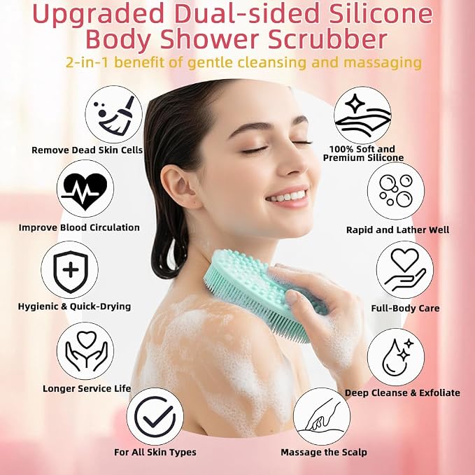 Silicone Body Scrubber 3 Pack Silicone Loofah Exfoliating Body Scrubber Soft - Image 2