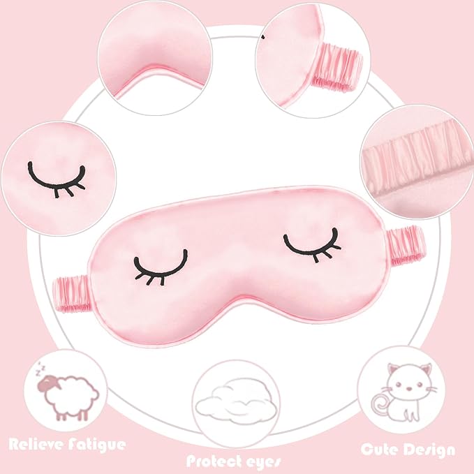 Cute Sleep Mask for Kids, 2 Pack Silk Sleeping Eye Cover Adjustable Mask Night - Image 3