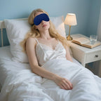 2 PCS Deep Blue Satin Sleep Masks, Adjustable Silk Eye Mask - Image 2
