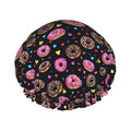Doughnut Donuts Shower Cap For Women Reusable Waterproof Double Layers Bath Cap by YUZEKABZ