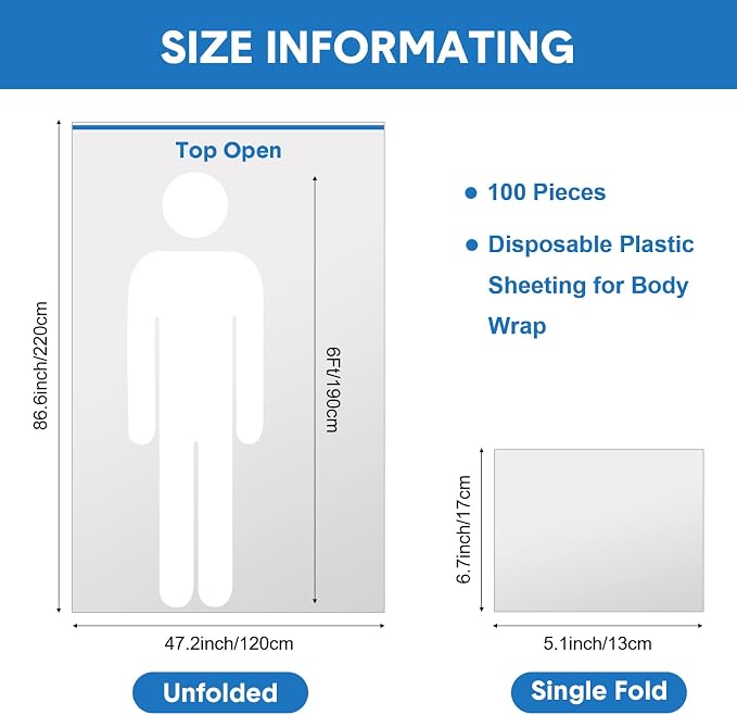 Mimorou 100 Pack Disposable Sauna Blanket Sauna Bag Liners Plastic Sheeting - Image 2