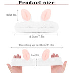 Cute White Rabbit Ears Headband Frog Eye Elastic to Wash Face - Image 2
