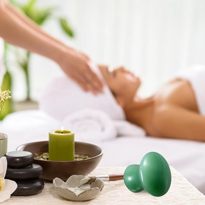 Gatuida 2pcs Green Jade Quartz Massage Rollers Stones Small Facial Massaging - Image 2