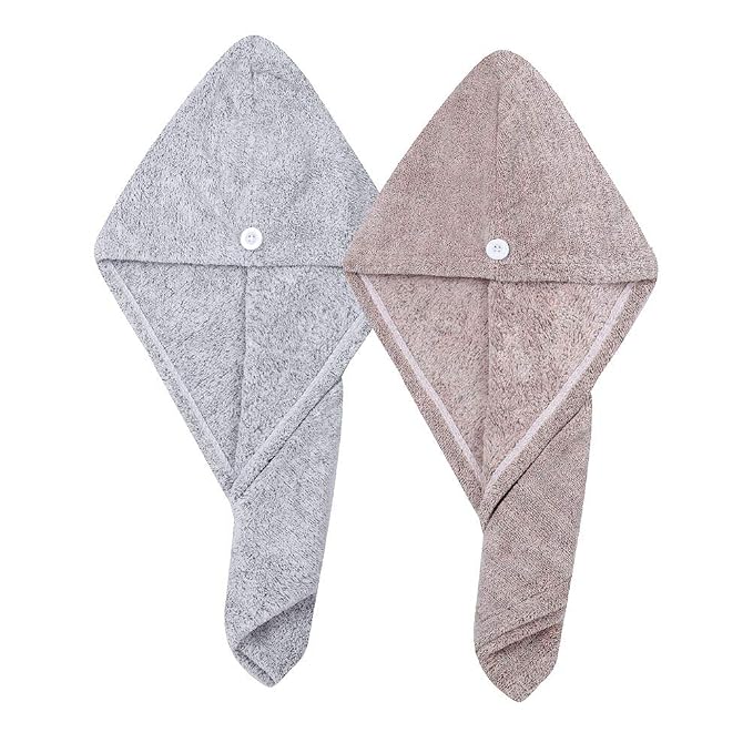 M-bestl 2 Pack Hair Towel Wrap, Rapid Carbon Fiber Hair Drying Towel - Image 2