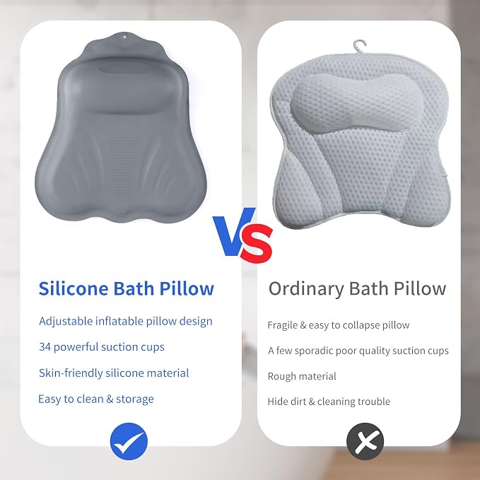 Goowin Bath Pillows for Tub, New Generation Skin-Friendly Silicone Bath Pillow - Image 5
